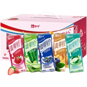 10月蒙牛真果粒蓝莓味草莓味黄桃味芦荟味椰果酸奶饮品250g*12盒