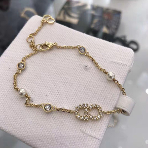 正品代购 dior迪奥 镶钻cd字母手链圆形珍珠水钻女士手环