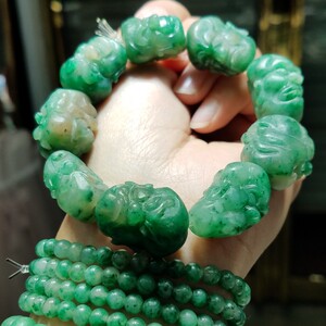克文玉雕独山玉天蓝冰润十八罗汉头手串磨砂工艺男女通用手链