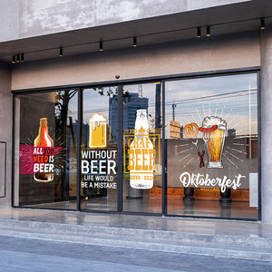 酒吧创意装饰品清吧玻璃门音乐中餐厅啤酒龙虾店橱窗玻璃静电贴膜