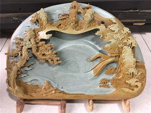 高山觅知音特价包邮端歙老坑苴却松花砚精品带盖原石茶盘易水砚台