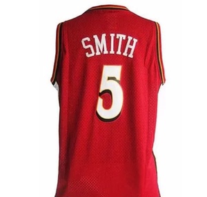 史密斯2号乔.约翰逊网眼复古红色球衣刺绣篮球服