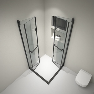 淋浴房折叠门推拉方隔断浴屏小户卫生间干湿分离玻璃浴室屏风防水