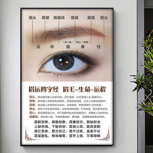 眉毛四字经图片海报挂画流行睫毛展示板美容半永久纹绣宣传装饰画