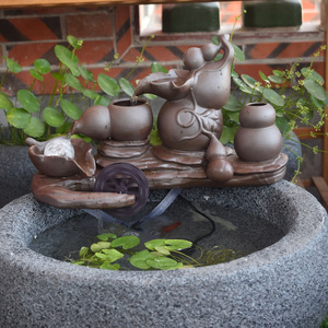 石牛槽陶瓷流水景循环增养鱼缸盆过滤庭院阳台花园DIY装饰水培盆