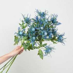 仿真3叉野刺芹欧式仿真植物创意艺术插花配材婚庆造景假花家居摆