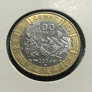 蒂克钱币-法属中非共和国2006年 100法郎双色硬币