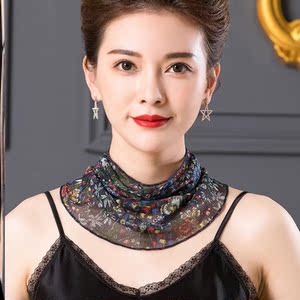 真丝围脖女夏季薄款防晒透气护颈脖套桑蚕丝套头百搭围巾领圈丝巾