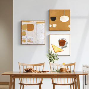 早餐北欧文艺餐厅装饰画饭厅厨房壁画日式原木风挂画艺术抽象棕色