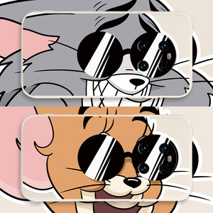 适用华为mate40手机壳猫和老鼠墨镜pro汤姆mate30杰瑞p40卡通p30动漫