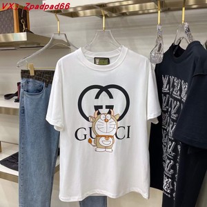 正品gucci/古驰2021夏季时尚休闲多啦a梦机器猫圆领短袖t恤男女款