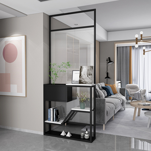 北欧入户长虹玻璃屏风现代简约客厅置物玄关装饰金属不锈钢隔断墙