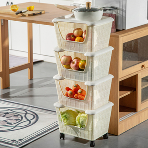 小推车厨房置物架落地多层家用菜蓝子移动零食果蔬储物菜筐收纳架