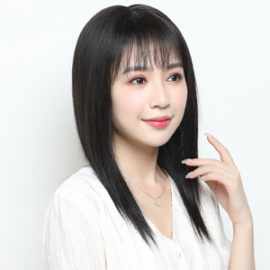 假发女长发长直发全真人发中分缝自然逼真碎齐刘海 女士全头发套