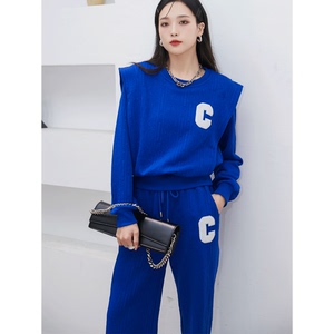 女装职业小香风御姐高级感欧货蓝色牛仔半身裙子两件套装54人付款289