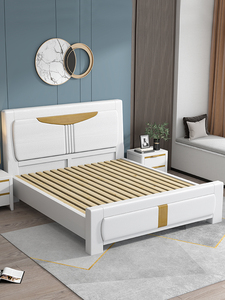 8米橡木双人床单人床1.5储物