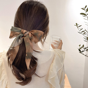 蝴蝶结丝巾飘带大肠发圈头绳扎辫子绑头发皮筋低马尾发饰女水墨画