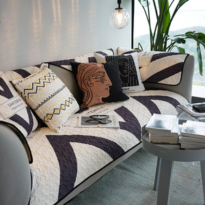 北欧几何加厚雪尼尔沙发垫耐脏防滑透气坐垫简约现代沙发巾盖套罩