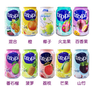 越南进口tropi果汁饮料330ml*6瓶整箱山竹番石榴百香果汁