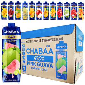泰国进口恰芭纯果汁100%饮料番石榴蓝莓荔枝芭提娅1L*12瓶整箱