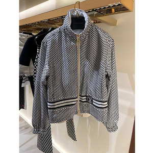 louis vuitton/路易威登新款lv女装波点图案真丝飞行员夹克1a9w9d