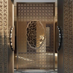 不锈钢屏风格栅 金属激光镂空钢板玫瑰金花格客餐厅现代轻奢隔断