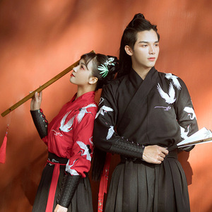原创正版汉服女改良交领长衫武侠风男士侠客日常古风情侣套装夏季