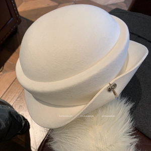 羊毛呢贝雷帽女秋冬季法式赫本风帽子卷边时尚高级感礼帽渔夫帽