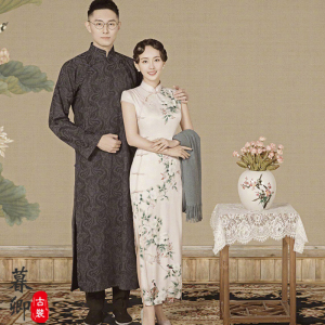 长衫旗袍全家福影楼写真服复古中国风张嘉倪一家四口亲子装名国风