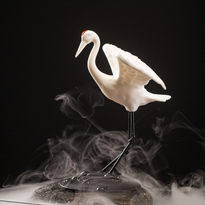 创意动物陶瓷工艺品仙鹤摆件园艺鱼缸微景观禅意装饰配件白鹤摆设