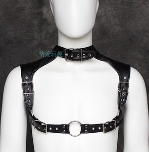 男用皮革胸带男式皮衣夜店表演情趣服饰sm另类玩具男奴束缚调教