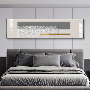 轻奢卧室装饰画灰色几何大气床头画抽象壁画主卧房间软装高档挂画