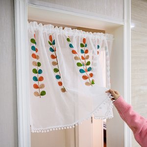 2021年新款门帘ins风免打孔遮挡隔断帘纱帘半帘短帘半截卧室家用