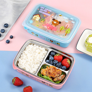 保温儿童饭盒小学生一年级分隔型不锈钢304材质幼儿园卡通便当盒
