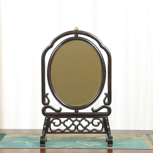 紫光檀铜镜新中式古典旋转镜子桌面传统化妆镜艺术复古平面镜送礼