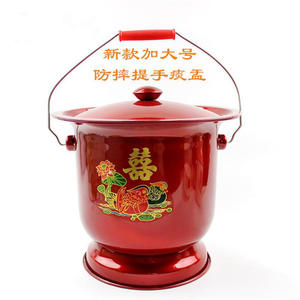 2021加c厚手拎搪瓷痰盂加大号提手痰桶尿桶坐便盆老人金属盖痰盂