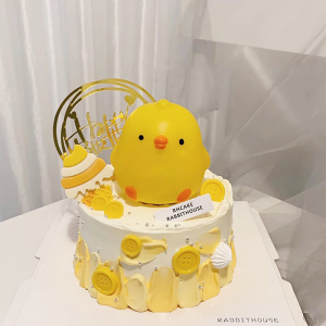 生日派对蛋糕装饰小黄鸡生肖摆件公仔童真可爱鸡宝宝生日派对插件