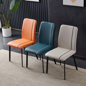 北欧现代轻奢风餐椅皮革软包靠背椅子铁艺极简约家用餐厅酒店凳子