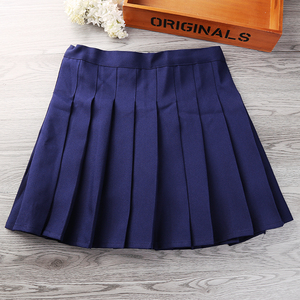 女童裙子半身裙蓝色百褶裙中大童小学生校服短裙儿童藏青表演裙新