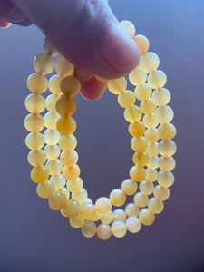 天然水晶/mm黄欧泊(oply)贵蛋白石三圈多圈手链 油润