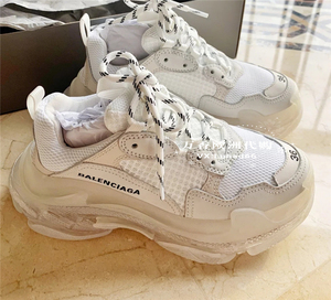代购balenciaga/巴黎世家透明底老爹鞋tripls水晶底气垫复古男女