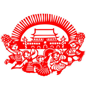 建党g210爱国文化墙背景墙宣纸剪纸天安门学校教室墙贴画刻纸成品