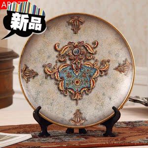 摆件浮雕陶瓷盘子摆件简约陶瓷盘子日式装饰盘子摆件创q意客厅陶