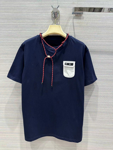 24夏季新品miu系减龄学院风撞色字母贴布口袋运动项链搭配短袖t恤