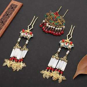 手工明制魏晋风发冠女汉服古风烧蓝宫廷珍珠贝壳头饰发钗头冠灵儿