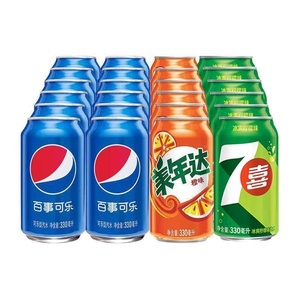 【新货包邮】百事可乐七喜美年达330ml*6罐聚餐解渴碳酸汽水饮料k