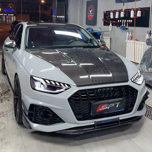 新款奥迪a4l s4改装rs4前杠大包围碳纤维abt前唇ae机盖风刀