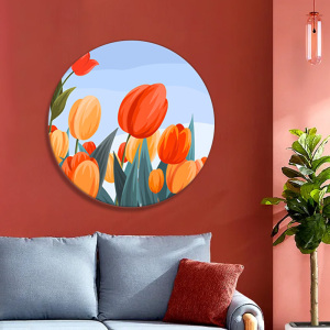 圆形郁金香 数字油画diy填充油彩画手工涂鸦丙烯画减压装饰丙烯画