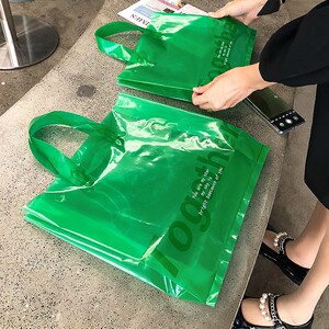 bv绿半透明塑料手提袋冷色调包装袋服装礼品店实用好看定做手拎袋