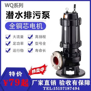 3寸污水泵耦合器380V提升泵dn50JYWQ25-15-2.2kw自耦式潜水排污泵